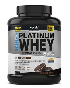 Сывороточный протеин 100 Platinum Whey вкус Печенье и крем 2 3 кг VPLab Vplab nutrition