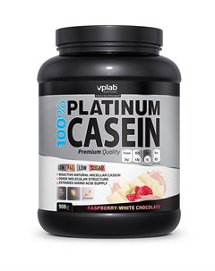 Казеиновый протеин 100 Platinum Casein вкус Белый шоколад с малиной 908 гр VPLab Vplab nutrition