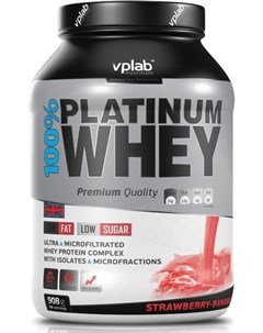 Сывороточный протеин 100 Platinum Whey вкус Клубника банан 908 гр VPLab Vplab nutrition