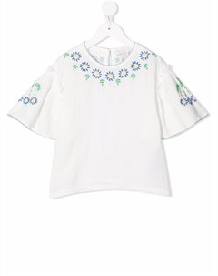 Муслиновая блузка с цветочной вышивкой Stella mccartney kids