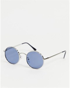 Круглые солнцезащитные очки в серебристой оправе Only & sons