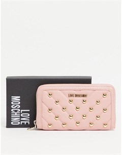 Розовый кошелек с декоративными заклепками Love moschino