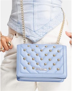 Голубая сумка на цепочке с заклепками Love moschino
