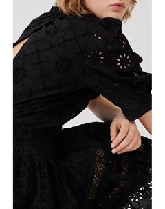 Черное гипюровое платье мини Maje