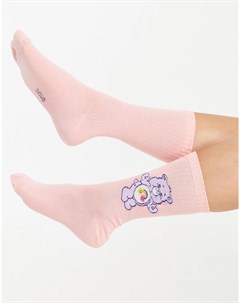 Высокие носки персикового цвета в рубчик с мишками Care Bears Asos design