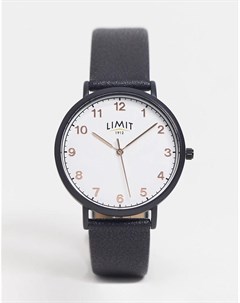 Мужские часы с черным ремешком из искусственной кожи и белым циферблатом Limit