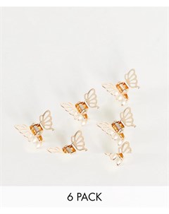 Набор из 6 маленьких заколок для волос в виде бабочки Asos design