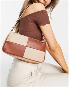 Тонкая сумка на плечо в коричневом и бежевом цвете в стиле 90 х Asos design