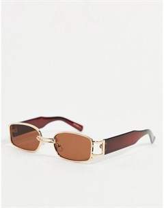 Прямоугольные солнцезащитные очки в золотистой оправе с коричневыми стеклами London My accessories