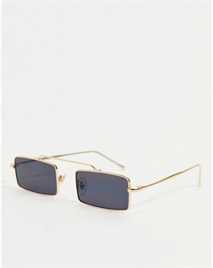 Прямоугольные солнцезащитные очки в золотистой оправе с черными стеклами London My accessories