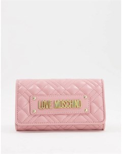 Розовый стеганый кошелек с логотипом Love moschino