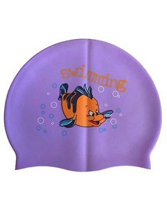 Шапочка для плавания силиконовая с рисунком RH С20 фиолетовая Nobrand