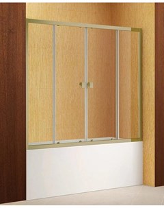 Шторка для ванны Standart 160х140 прозрачное стекло золотой металлик Avek