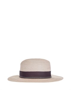 Соломенная шляпа в стиле ретро с лентой грогрен Brunello cucinelli