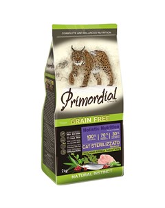 Сухой корм для кошек беззерновой с индейкой для стерилизованных 0 4 кг Primordial