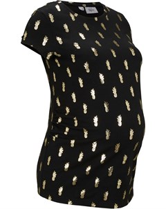 Летняя футболка для будущих мам с принтом золотистые ананасы Bonprix