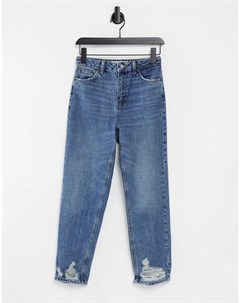 Голубые выбеленные джинсы в винтажном стиле со рваной отделкой Topshop