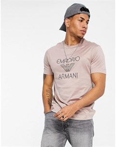 Розовая футболка с логотипом на груди Emporio armani