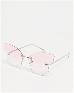 Солнцезащитные очки без оправы с бледно розовыми стеклами с контурами бабочки Asos design