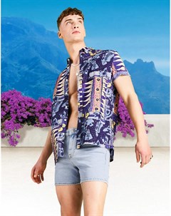Свободная рубашка с воротником на пуговицах и винтажным принтом пейсли Asos design