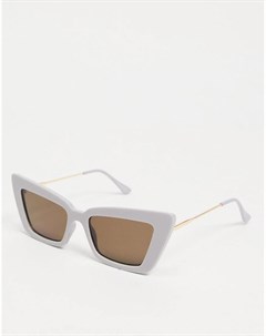 Квадратные солнцезащитные очки кошачий глаз в серой оправе с трубчатыми дужками Asos design