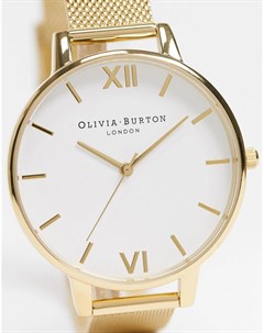 Золотистые часы с сетчатым браслетом Olivia burton