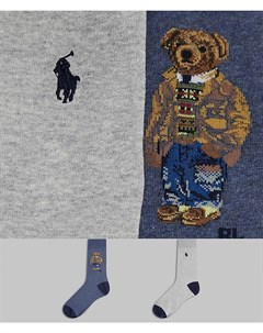 Набор из 2 пар носков с логотипом медведя серого и синего цветов Polo ralph lauren