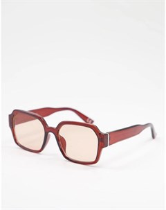 Коричневые солнцезащитные очки в квадратной оправе со стеклами в тон Asos design