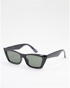 Черные блестящие солнцезащитные очки кошачий глаз в узкой оправе Asos design