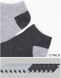 Набор из 12 пар носков с низким задником серого цвета Pro player