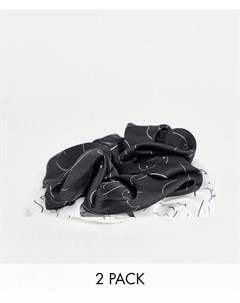 Набор из 2 резинок для волос из переработанного полиэстера черного и белого цвета Recycled Asos design