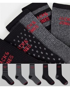 Набор из 5 пар серых носков с логотипом Jack & jones