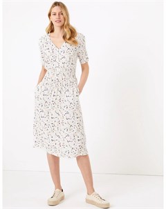 Платье миди с V образным вырезом и цветочным принтом в мелкий цветочек Marks Spencer Marks & spencer