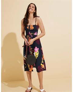 Пляжное платье миди с цветочным принтом и сборками Marks & spencer