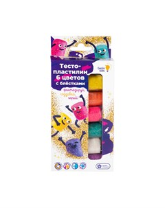 Набор для лепки Тесто пластилин с блестками 6 шт Genio kids-art