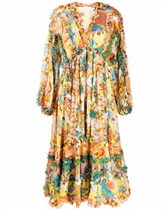 Расклешенное платье миди с цветочным принтом Zimmermann