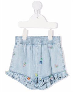 Джинсовые шорты с цветочной вышивкой Stella mccartney kids