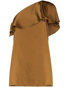 Платье мини на одно плечо с оборками Saint laurent