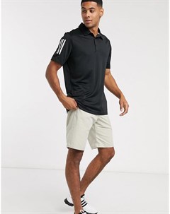 Черное поло с тремя полосками Adidas golf