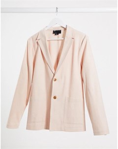Розовый приталенный пиджак с добавлением льна Asos design