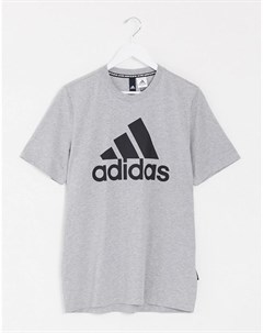 Серая футболка с большим логотипом на груди Adidas Training BOS Adidas performance