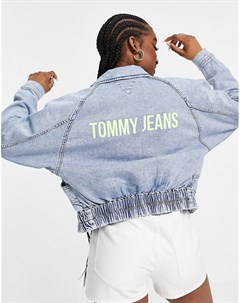 Укороченная джинсовая куртка голубого цвета в стиле карго Tommy jeans