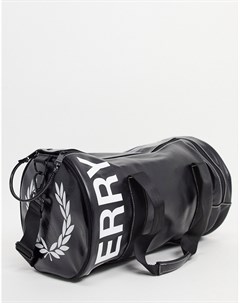 Черная сумка с контрастными логотипом и графическим принтом Fred perry