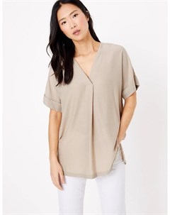 Удлиненная блузка с длинным рукавом и V образным вырезом Marks Spencer Marks & spencer