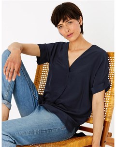 Удлиненная блузка с длинным рукавом и V образным вырезом Marks Spencer Marks & spencer