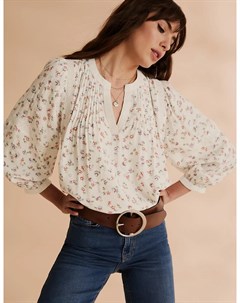 Блузка в цветочек с V образным вырезом Marks & spencer