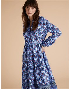 Платье рубашка Midaxi с цветочным принтом Marks Spencer Marks & spencer