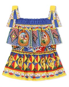 Топ с принтом и квадратным вырезом Dolce & gabbana kids