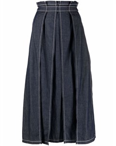 Джинсовая юбка с завышенной талией и складками Odeeh