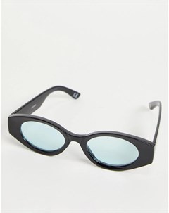 Солнцезащитные очки в черной полуовальной оправе со светло голубыми стеклами Asos design